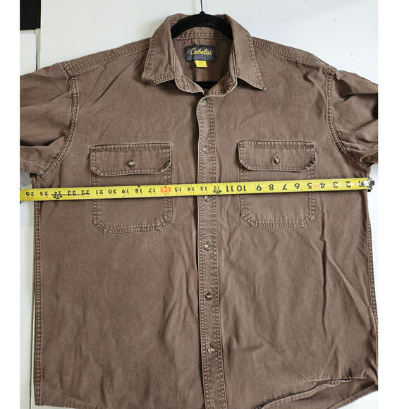 Cabelas Mens Heavy Long Sleeve Shirt Size L Brown Cargo Outdoor Gear - Picture 3 of 7